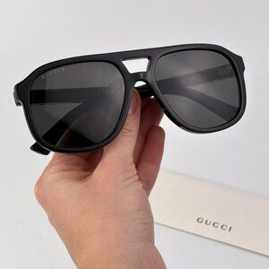 Gucci GG1188S 001 Sunglasses – Black Pilot Frame with Grey Polarized Lenses